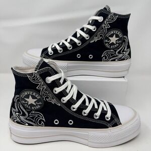 Converse Chuck Taylor All Star Lift High Western Embroidery Platform Shoes 7.5